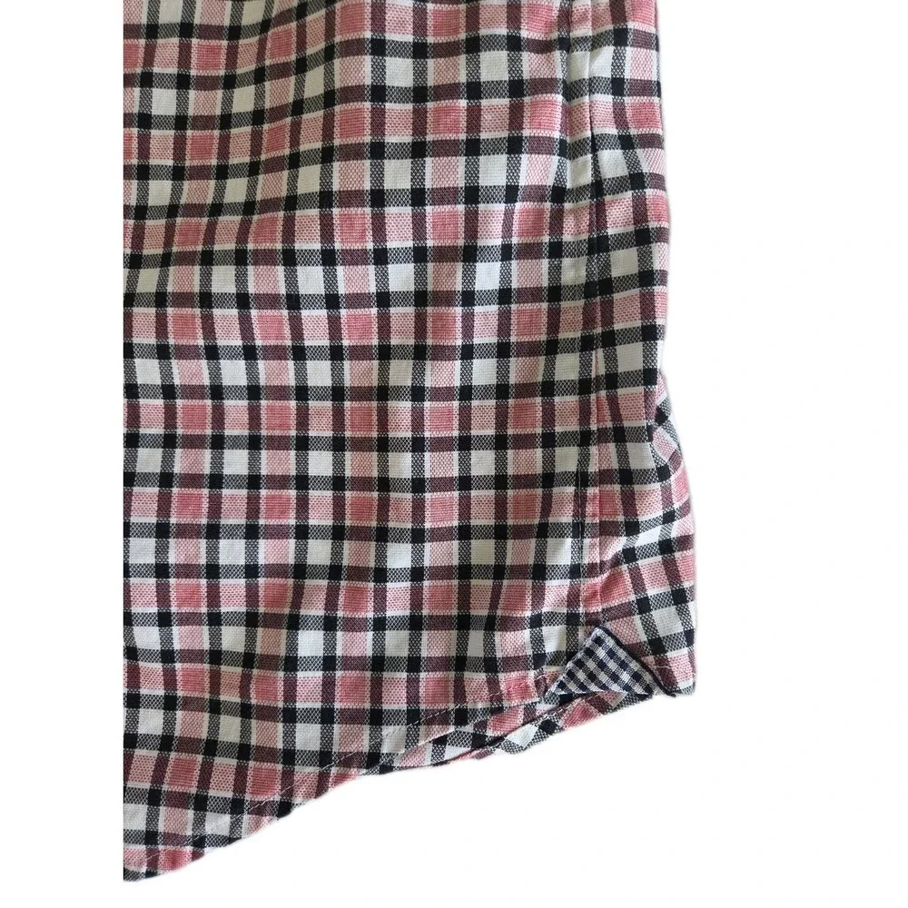 Men's Large Shirt Plaid Banana Republic Camden Fit Button Up Cotton Pink Black